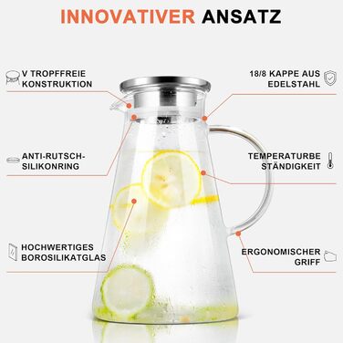 Кувшин с крышкой и щеткой для горячих/холодных напитков 2 л SUSTEAS