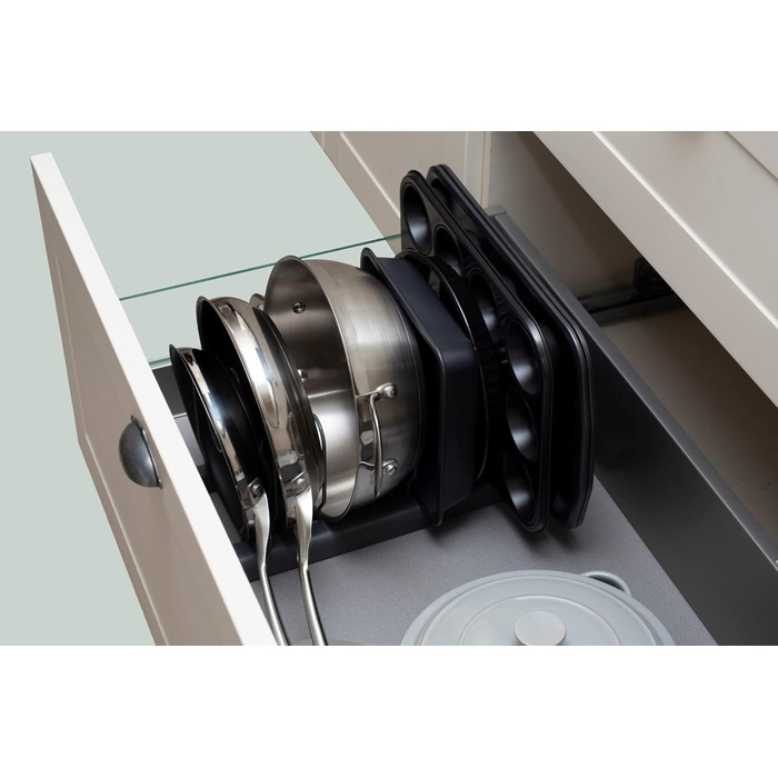 Тримач для посуду розсувний, набір 2 предмети, сірий Simplywire