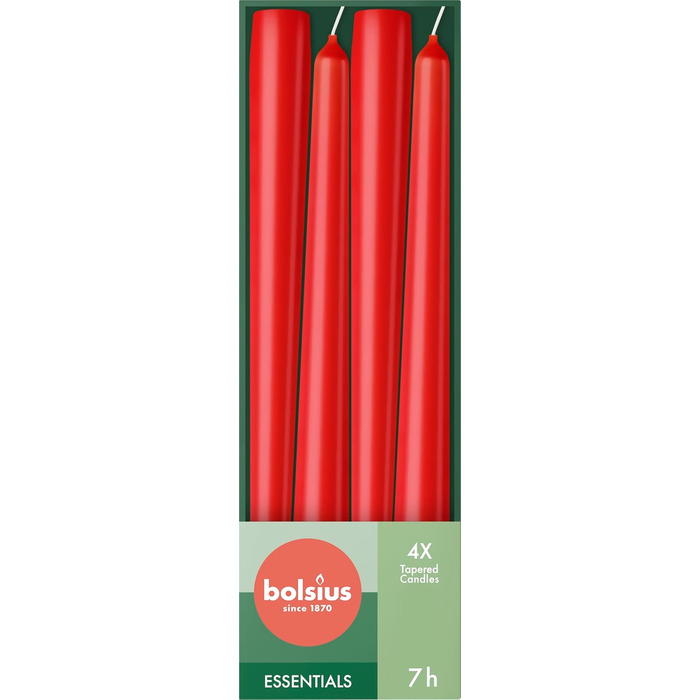Набір з 32 конічних свічок 2,4 x 24,5 см, червоний Essentials Bolsius