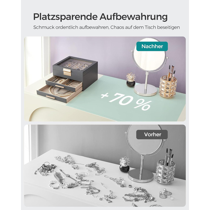 Шкатулка органайзер для ювелирных изделий 3-уровневая темно-серый SONGMICS