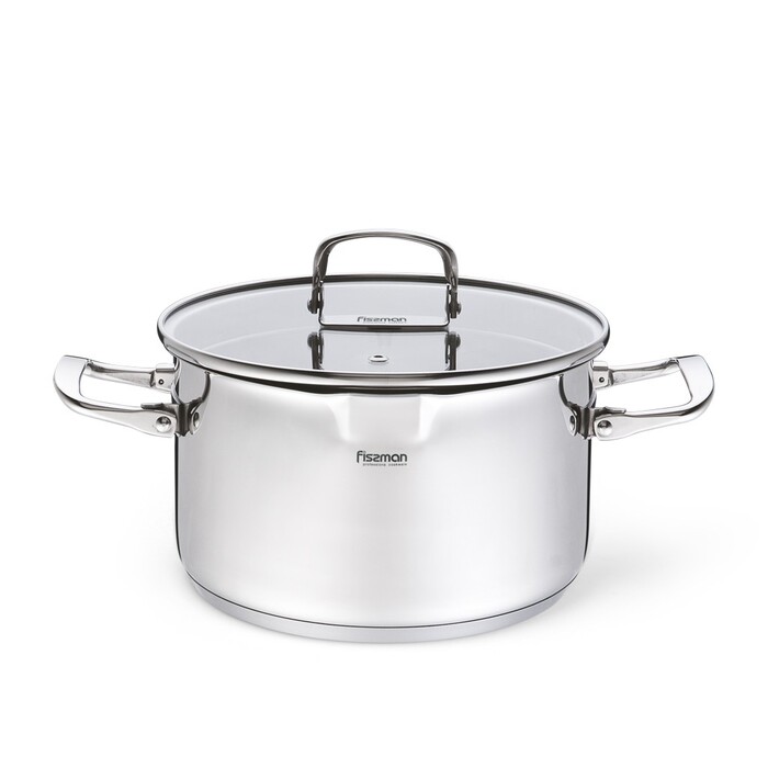 Кастрюля Fissman ADELIE 20x11,5 см/3,5л со стеклянной крышкой нерж. сталь (5226)