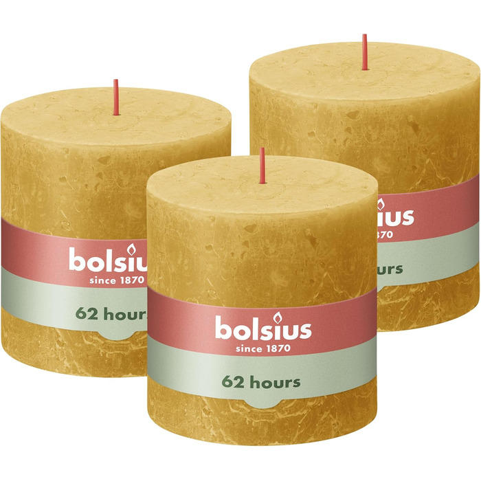 Свічка 3 шт. час горіння 62 години Bolsius Rustic Pillar