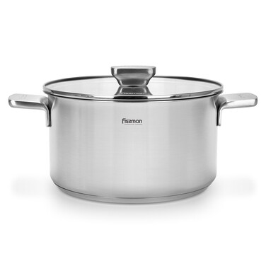 Каструля Fissman PREMIUM ONE 24x13 см / 5,4 л зі скляною кришкою нержавіюча сталь (15092)