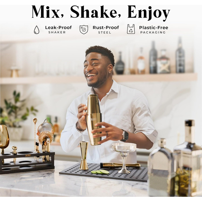 Набір для коктейлів 16 предметів золотий Bare Barrel