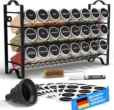 Підставка для спецій трирівнева з 24 баночками, чорна Deco haus