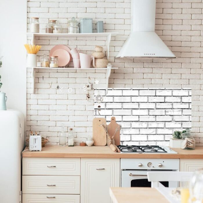 Дизайнерський кухонний фартух з алюмінієвого композиту, кухонний фартух, товщина 3 мм, 60x100 см, (білий цегляний)