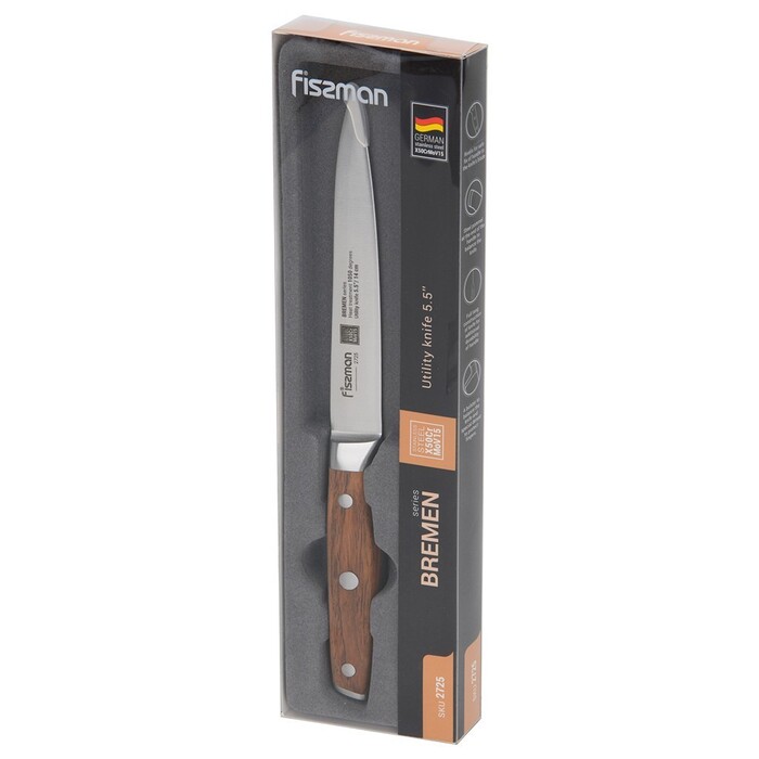 Нож Fissman универсальный BREMEN 13 см X50CrMoV15 сталь (2725)