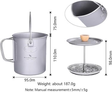 Титанова чашка для кемпінгу 750 мл Boundless Voyage