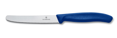 Кухонний ніж Victorinox SwissClassic Tomato&Sausage лезо 11см хвил. з син. ручкою