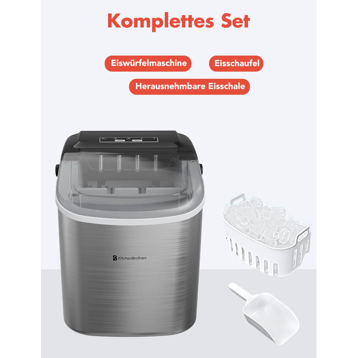 Льдогенератор 1,2 л 95 Вт серебряный KitchenBrothers