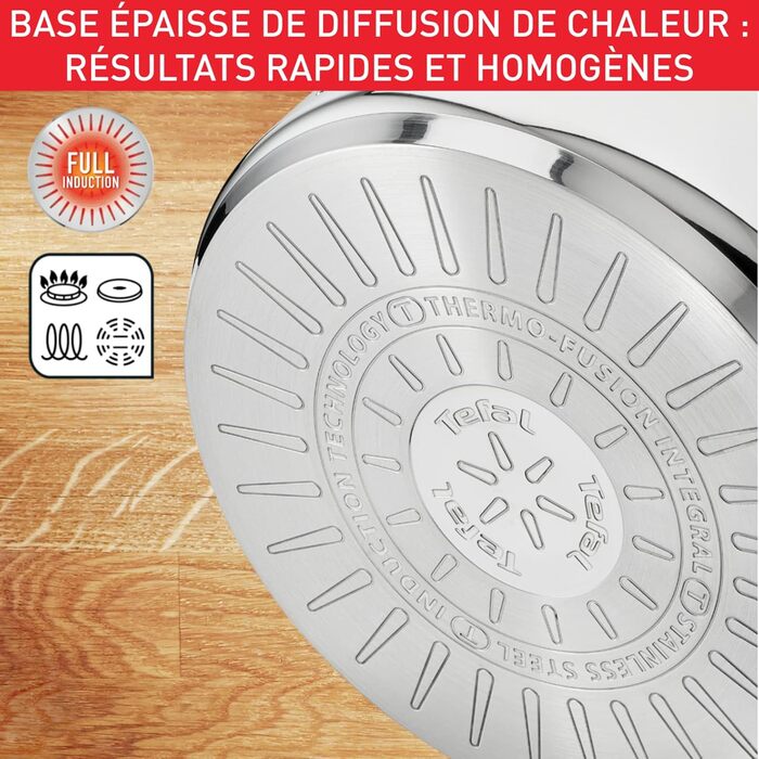 Кастрюля 8 л из нержавеющей стали со стеклянной крышкой 28 см Intuition Tefal