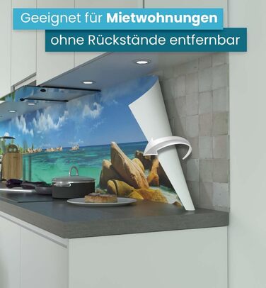 Самоклеючий кухонний фартух - матовий, жорстка бризкозахисна плівка як доступна альтернатива склу, легке встановлення та очищення - висота 60 см - Дизайн чорна кам&39яна стіна 80 x 60 см (Beach, Ш 400 см x В 60 см, 0,2 мм)