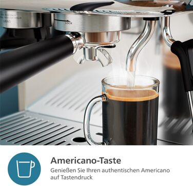 Напівавтоматична еспресо-машина Philips Barista Brew - одинарний та подвійний еспресо кнопка американо, подвійний бункер для зерен 280 г, інтуїтивно зрозумілі інструкції, калібрований тампер (PSA3228/41)