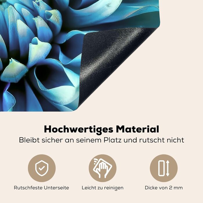 Фартух для плити, кухонний фартух, вініл, 78x52 см, декор для кухні, облицювання стіни, кришка для плити - сіро-чорний (синій - жоржина, 52,7Д x 81,6Ш см)