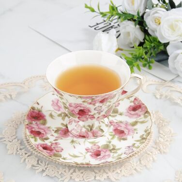 Чашка и блюдце 170 мл розовая роза fanquare