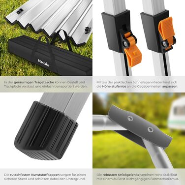 Складной алюминиевый стол для кемпинга 120 x 70,5 см серебряный tectake