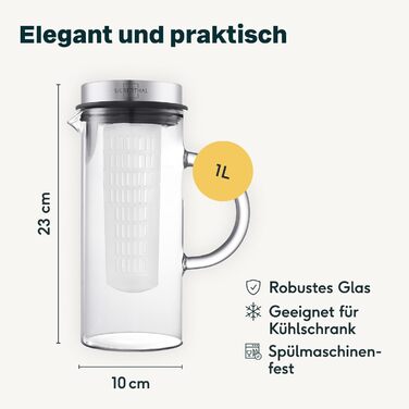 Набір із 2 скляних графинів 1 л з вставкою для фруктів Silberthal