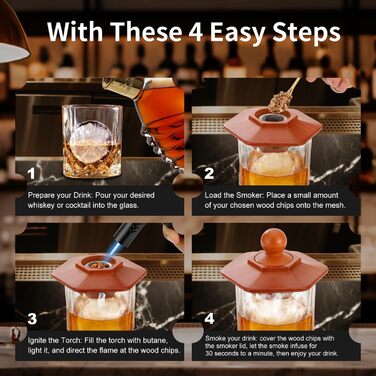 Набор для копчения коктейлей с 8 вкусами деревянной щепы PIPITA
