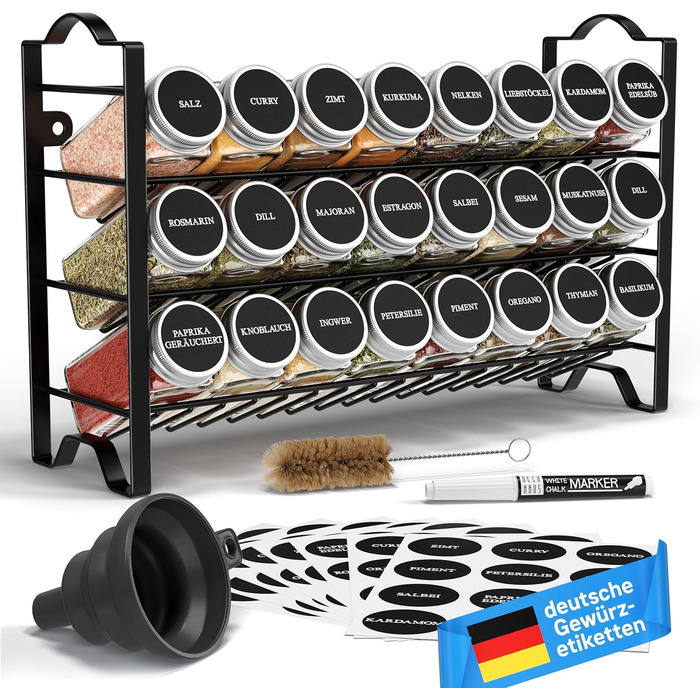 Підставка для спецій трирівнева з 24 баночками, чорна Deco haus