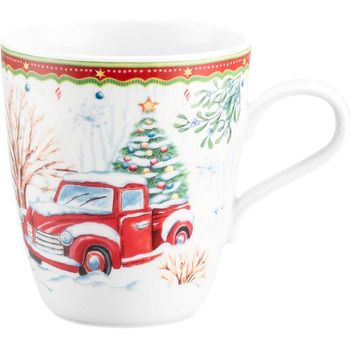 Різдвяна кружка з ручкою, різдвяна машина, порцеляна, 400 мл, 65296 -
