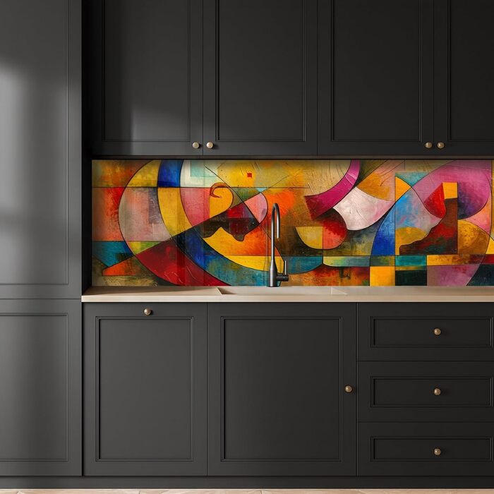 Кухонний фартух 60x80 см Самоклеючий настінний захисний екран для кухні Кухонний фартух Кухонні фасади Кухонні фартухи Кухонна стіна Вода - Пейзаж - (Мистецтво - Абстрактне, 60 x 200 см)