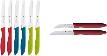 Набір ножів для сніданку WMF Classic Line 6 предметів, 23 см, ніж для хліба зубчастий край, ніж для хліба, спеціальна сталь леза, пластикова ручка, (барвистий, набір із набором ножів, червоний)