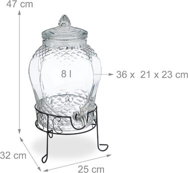Диспенсер для напитков с стойкой 8 л Relaxdays
