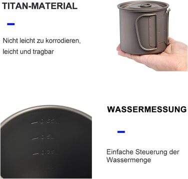 Туристична чашка з титану 600 мл widesea