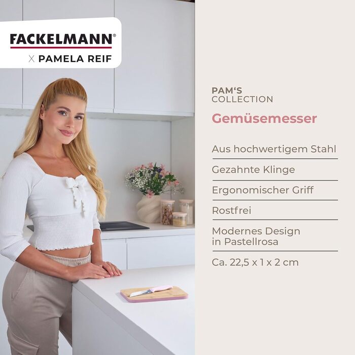 Нож для овощей 12 см, розовый Pamela Reif Fackelmann