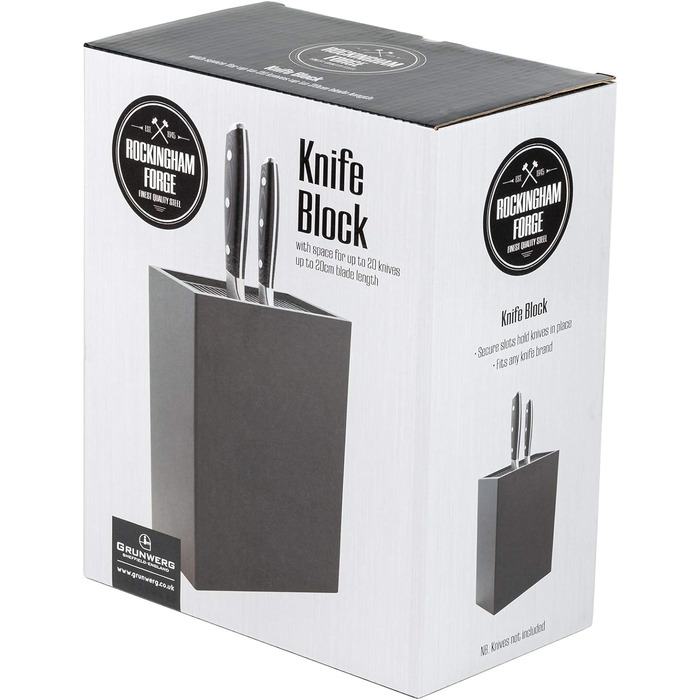 Блок ножів Rockingham Forge, пластик, похилий дизайн, порожній блок ножів (матовий чорний)