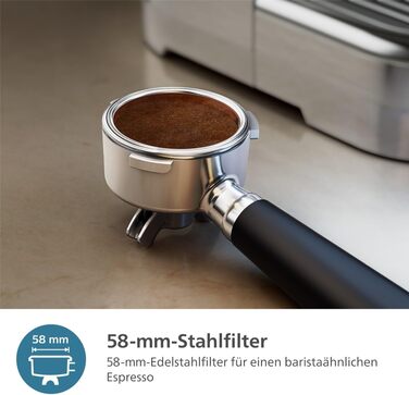 Напівавтоматична еспресо-машина Philips Barista Brew - одинарний та подвійний еспресо кнопка американо, подвійний бункер для зерен 280 г, інтуїтивно зрозумілі інструкції, калібрований тампер (PSA3228/41)