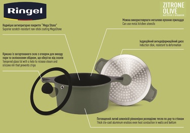 Кастрюля RINGEL Zitrone Olive (5.8 л) 24 см (6885897)