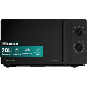Мікрохвильова піч Hisense H20MOBP1HI / 20 л / 700 Вт / InverterTech / Керамічне покриття / Преміальне скло / Виготовлено на замовлення, багатофазне приготування / Функція розморожування / 5 рівнів потужності / Блокування від дітей / Чорна 20 л Аналогове к