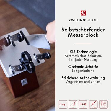 Набір з 5 ножів з ножицями та заточуючим блоком коричневий Gourmet Zwilling
