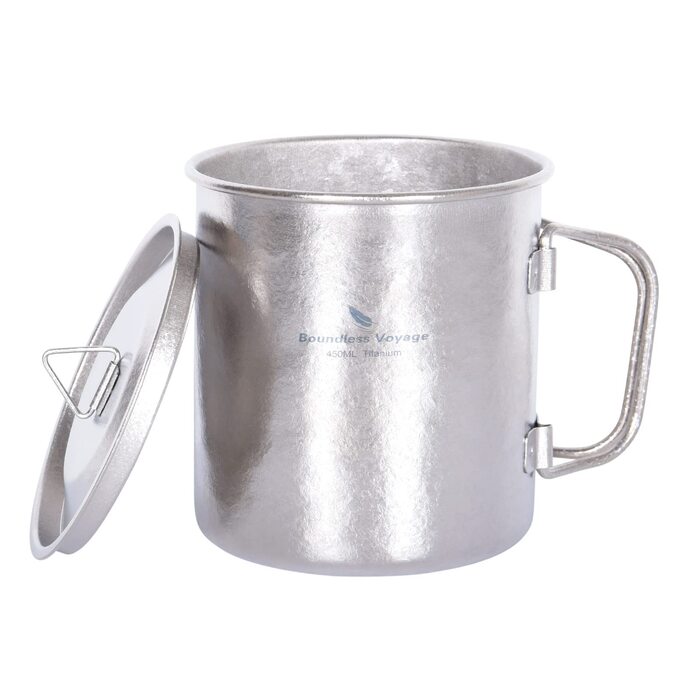 Титанова термокружка з кришкою для кемпінгу 450 мл iBasingo