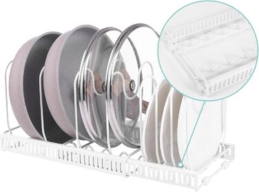 Кришки для каструль FNLLC, сковорідки-розширювачі, кришки для каструль з 10 регульованими роздільниками, кришки для каструль, організовані кришки для каструль, тарілки, посуд і сковорідки (C)