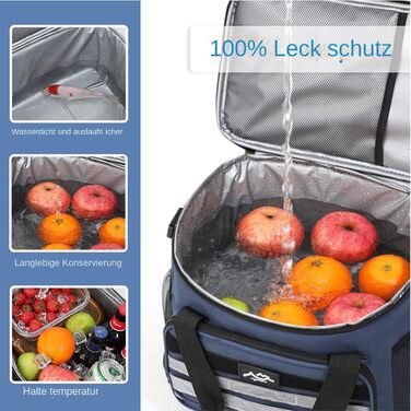 Універсальна термосумка для їжі, термобокс для ланч-боксу для дорослих - водонепроникне зберігання напоїв, грудного молока, для використання в дорозі, на риболовлі, пікніках, у походах, на барбекю, у школі, на роботі, темно-синій