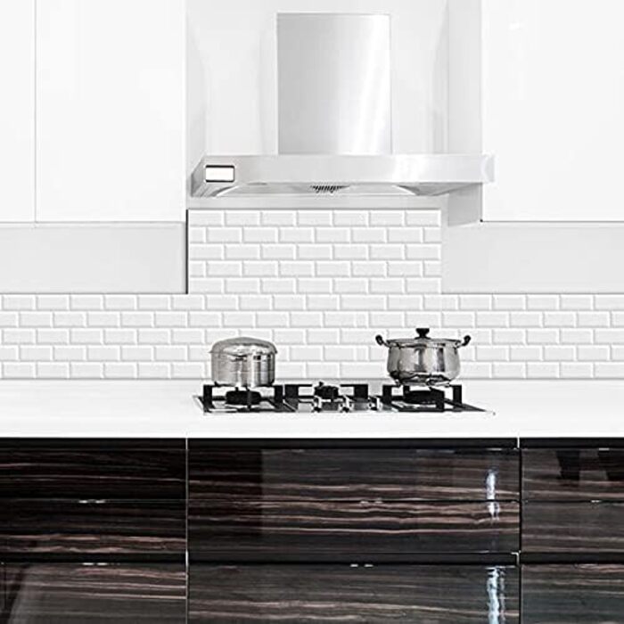 Алюмінієвий кухонний фартух, виготовлений в Італії, захищає плиту та стіну, миється та легко встановлюється, металевий фартух, 48 x 72 см (48x72, Білі цегли)