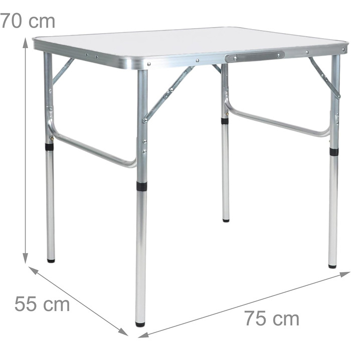 Стол для кемпинга 75 х 55 х 70 см белый Relaxdays