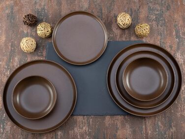 Набір посуду серії Uno з 16 предметів, комбінований набір керамограніту (коричневий, посуд з 12 предметів), 22978