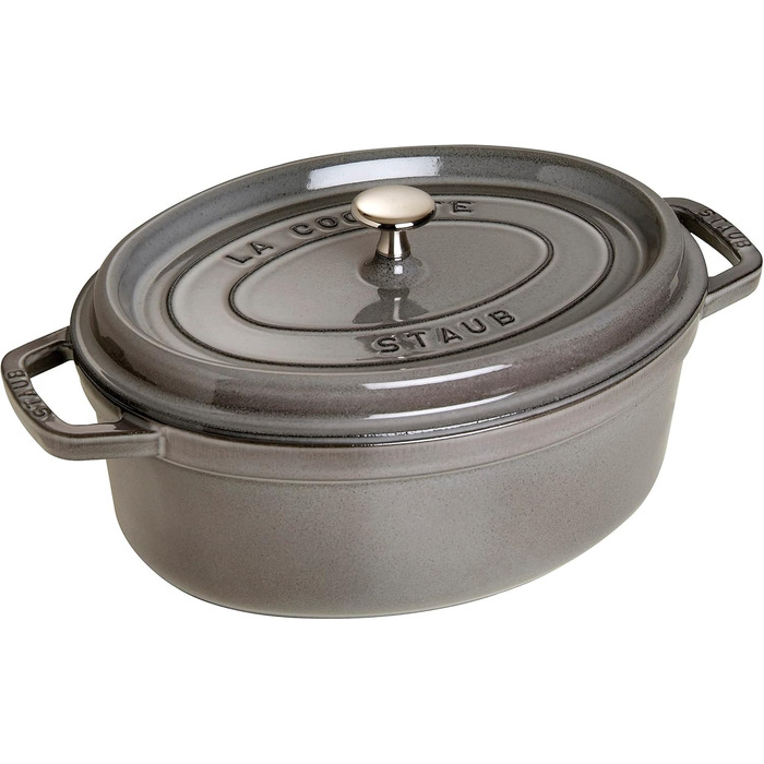 Чавунна жаровня/кокот STAUB, овальна 6,7 л, (37 см, графітово-сіра)