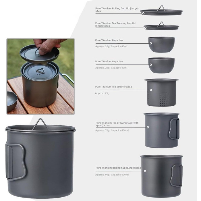 Титановый производный чайный набор 5 предметов NiuLumea