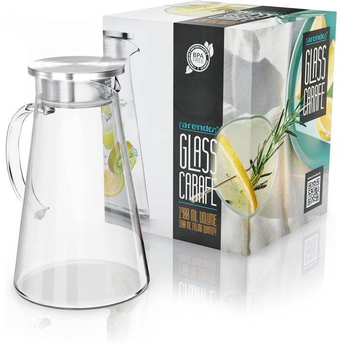 Скляний глечик з боросилікатного скла 1,9 л Arendo