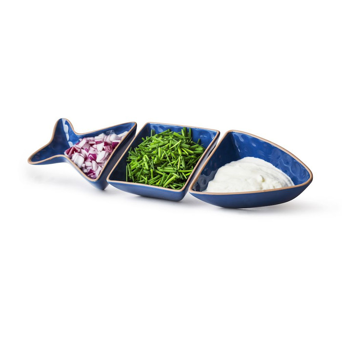 Блюдо для морепродуктов из 3 частей синее Sagaform