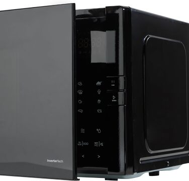 Мікрохвильова піч Hisense H20MOBP1HI / 700 Вт / InverterTech / Керамічне покриття / Преміальне скло / Виготовлена на замовлення, багатофазне приготування / Функція розморожування / 5 рівнів потужності / Блокування від дітей / Чорна (25 л, цифрове керуванн
