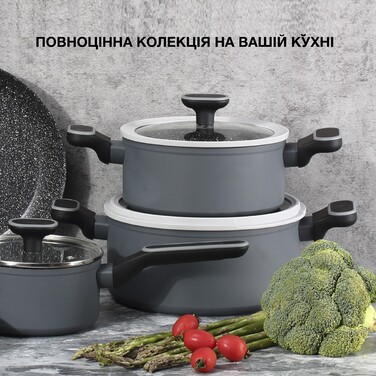 Кастрюля Fissman LAURA 20x10,5 см/3 л со стеклянной крышкой алюминий с антипригарным покрытием (14476)