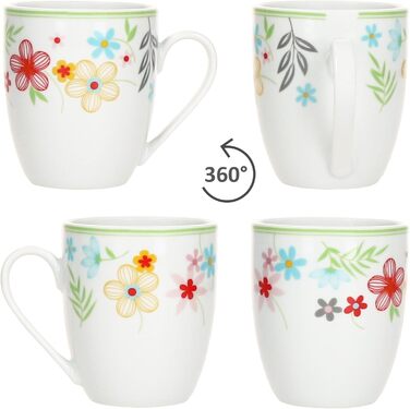 Набір із 6 тарілок для торта MamboCat Variant Floral Барвисті порцелянові тарілки для сніданку на 6 осіб Барвисті маленькі тарілки для салату, десерту та інших страв на сніданок, обід, каву та вечерю (кавові кружки)