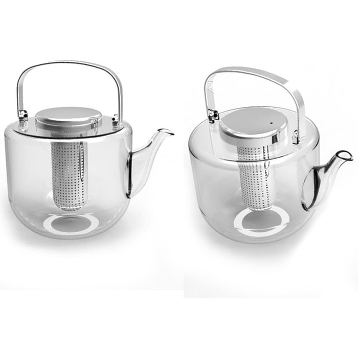 Чайник VIVA Scandinavia з ситечком, скляний чайник з термостійким ситечком для чаю, скляний горщик для чайних свічок з підігрівачем, без чайного пакетика підходить для розсипного чаю, 1,3 літра (0,65 л)