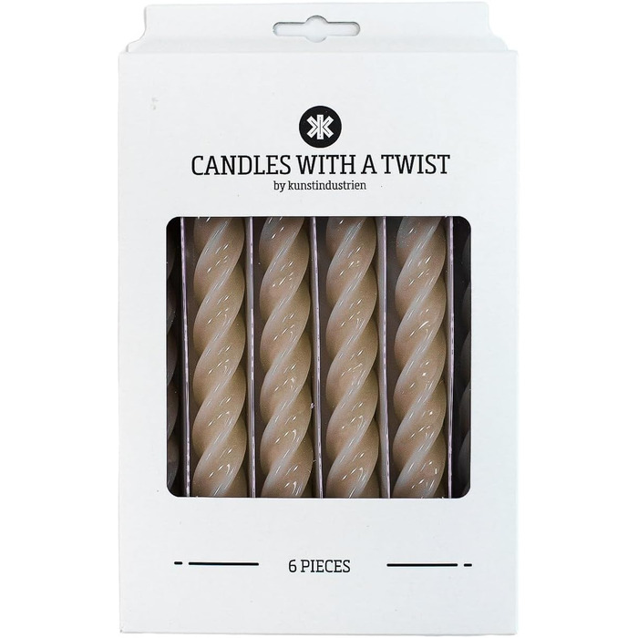 Набір з 6 декоративних свічок 2,2 x 21 см, теплий сірий Candles with a Twist Kunstindustrien