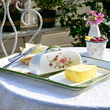 Емальована масленка Z&Z ornamentorum з кришкою, масленки для всіх поширених видів масел, кухонні аксесуари, засоби для зберігання, ручної роботи, колір птаховий зелений